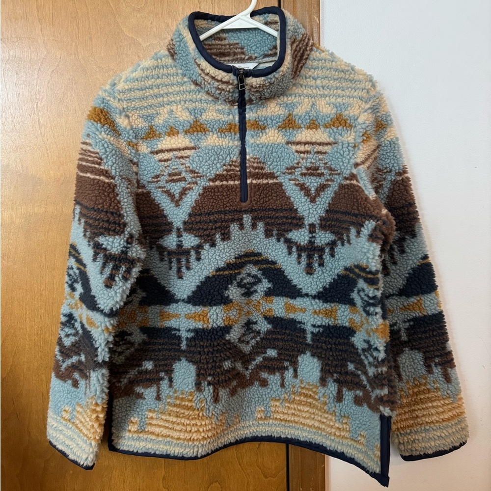 Ll Bean Cozy Multicolor Patterned Quarter Zip Wom… - image 1